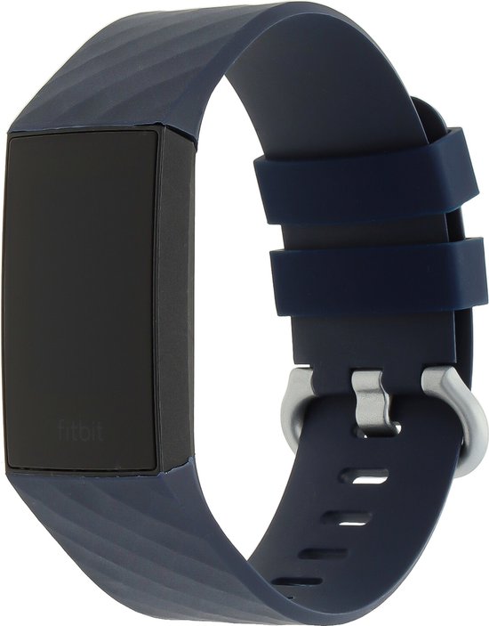 Bandje Voor Fitbit Charge 3 & 4 Sport Wafel Band - Donkerblauw - Maat: SM - Horlogebandje, Armband - Merkloos