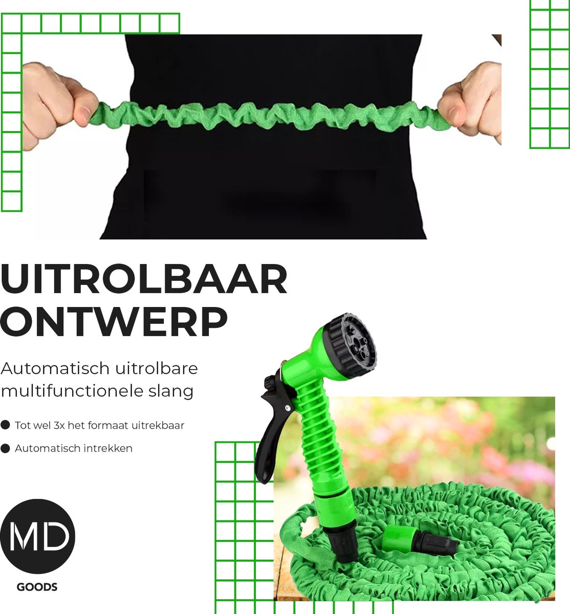 MD-goods® Uitrekbare Tuinslang tot 30 Meter - Tuinsproeier - Tuin Besproeien - Waterslang - Flexibel Elastisch thumbnail 6