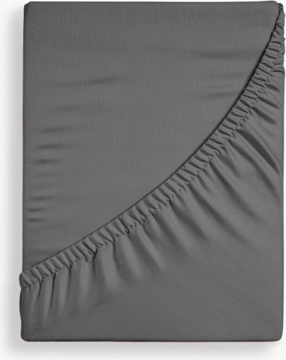 Y-NOT - Crispy Cotton Hoeslaken Matras - 90x200 - tot 25 cm matrasdikte - 100% Katoen - 180 draaddichtheid - Charcoal Donkergrijs