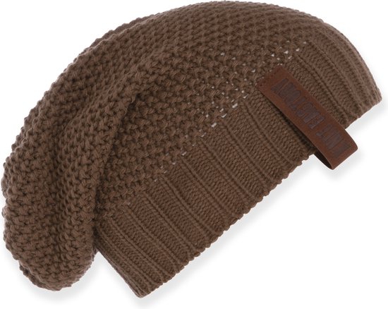 Knit Factory Coco Gebreide Muts Heren & Dames - Sloppy Beanie hat - Tobacco - Warme bruine Wintermuts - Unisex - One Size