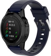 Siliconen sport glossy bandje geschikt voor Garmin Fenix 5 - Plus & Sapphire - Fenix 6 - Pro & Sapphire - Garmin Fenix 7 - Solar & Sapphire Garmin Epix Gen 2 - Quickfit 22 / 22mm band voor Garmin smartwatches - Horlogebandje - Polsband - donker blauw