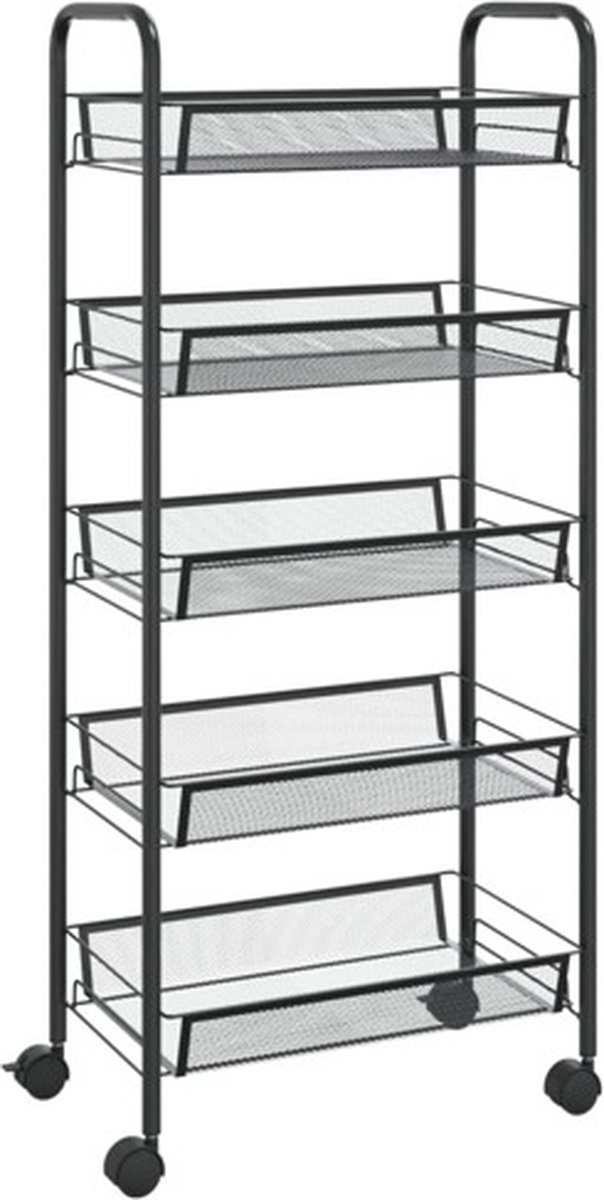 vidaXL Keukenwagen - Ijzer, Zwart, 46 x 26 x 105 cm