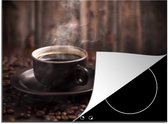 KitchenYeah® Inductie beschermer 71x52 cm - Koffie - Heet - Koffiebonen - Kookplaataccessoires - Afdekplaat voor kookplaat - Inductiebeschermer - Inductiemat - Inductieplaat mat