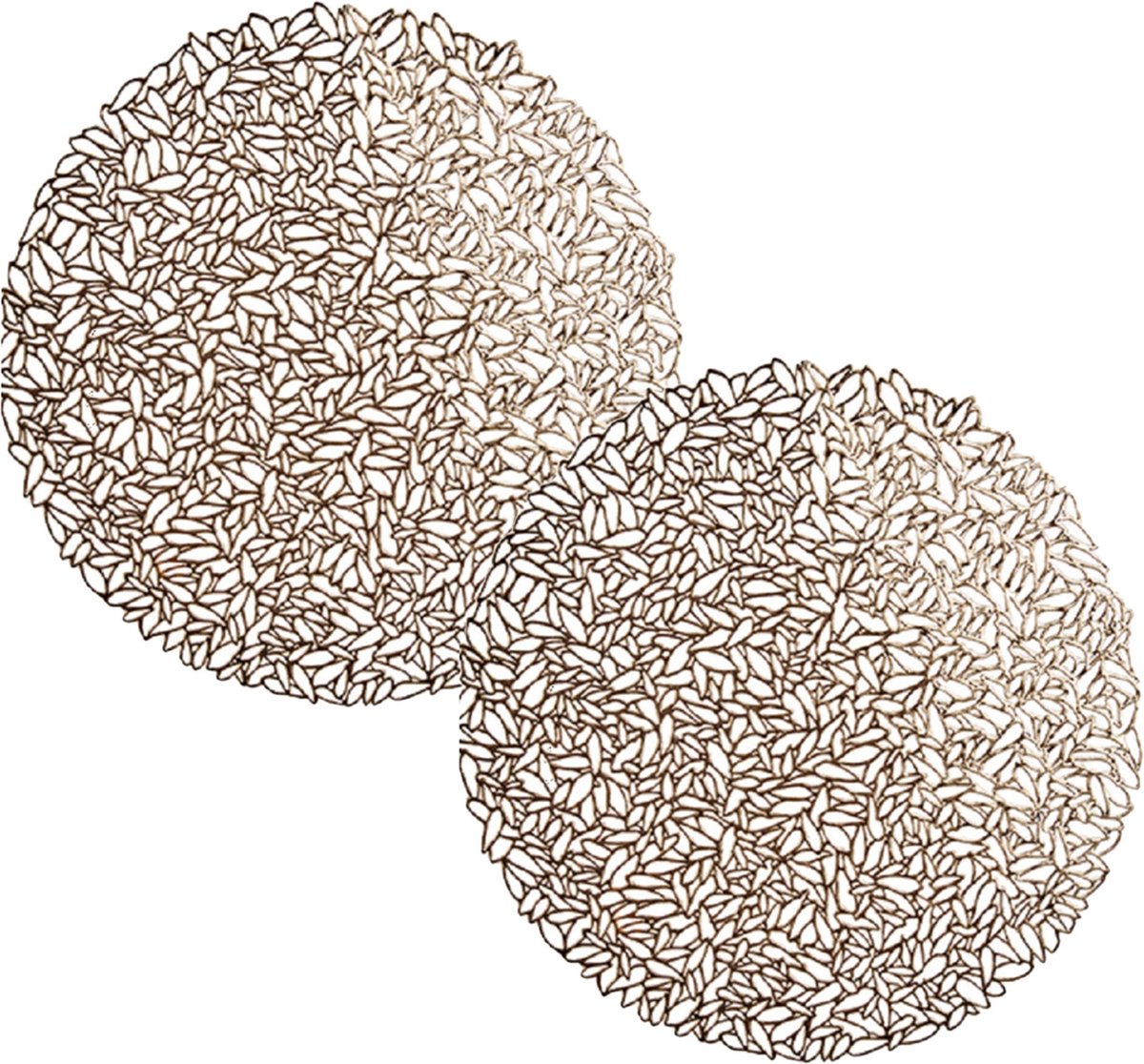 Placemats - D38 cm - metallic koper - Set van 2x stuks - kunststof