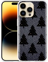 Geschikt voor Apple iPhone 14 Pro Max Hoesje Snowy Christmas Trees - Designed by Cazy