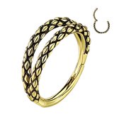 Piercing High Quality Double Hoop Oxidized Lizard Skin 1.2x10 goud kleur