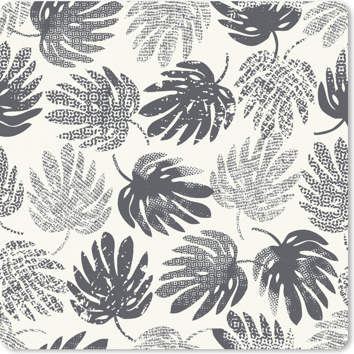Muismat 30x30 cm - Mousepad Monstera - Zwart Wit - Patronen - Vintage - Muismatten