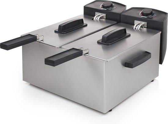 Princess Dubbele Frituurpan - Inhoud 2 x 3 liter - Koude Zone - 3600W - 2x regelbare thermostaat -183123 - RVS