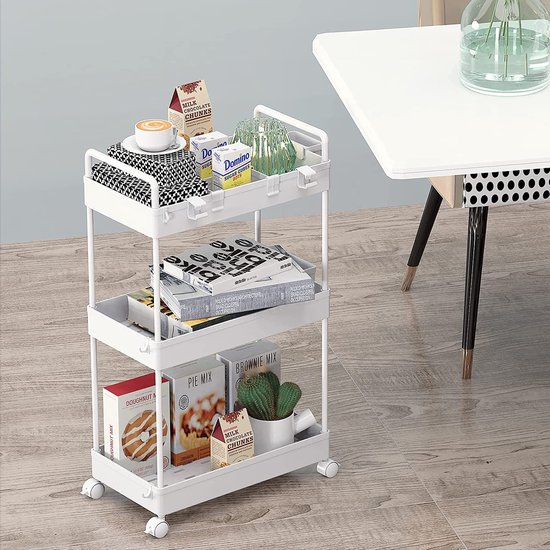 Mahlzeit Folding serving trolley with wheels, 64 x 40.5 x 82 cm, load capacity up to 150 kg, black, folding rack with 3 levels, folding rack with 3