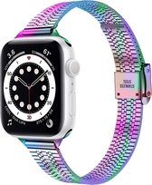 By Qubix Stainless steel slim fit bandje - Multicolor - Geschikt voor Apple Watch 38mm - 40mm - 41mm - Compatible Apple watch bandje - smartwatch