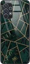 Casimoda® hoesje - Geschikt voor Samsung Galaxy A32 5G - Abstract Groen - Luxe Hard Case Zwart - Backcover telefoonhoesje - Groen