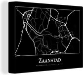 Canvas Schilderij Plattegrond - Kaart - Zaanstad - Stadskaart - 80x60 cm - Wanddecoratie