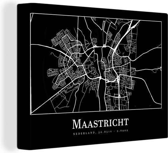Peinture sur toile Carte - Carte - Maastricht - Plan de la ville - 80x60 cm - Décoration murale