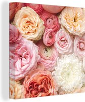 Toile Peinture Fleurs - Roses - Rose - 20x20 cm - Décoration murale