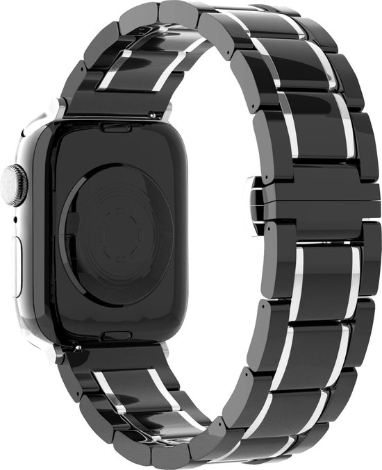 Bracelet Strap-it adapté à Apple Watch 8 - bracelet acier céramique -  noir/argent -... | bol