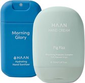 HAAN Hand Sanitizer Handspray Morning Glory & Handcrème Fig Fizz - Set van 2 Stuks - Duo-pack - Navulbaar