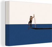 Toile - Abstrait - Bateau - Mer - Texte - Chapeau - Abstrait - 160x120 cm - Canvasdoek - Peinture sur toile