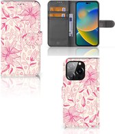 Telefoon Hoesje iPhone 14 Pro Magnet Case Pink Flowers