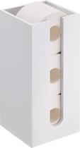 Navaris Witte bamboe Toiletrol Organizer - Vrijstaande Toiletpapierhouder - WC-papier Houder voor Badkamer - Houder voor 3 Toiletrollen