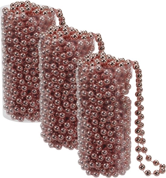 Kralenslinger - 3x stuks - koper - kunststof - 8 meter - kerstboomversiering - kerstversiering - kerstslingers