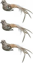 12x stuks decoratie vogels op clip glitter goud 18 cm - Decoratievogeltjes/kerstboomversiering/bruiloftversiering