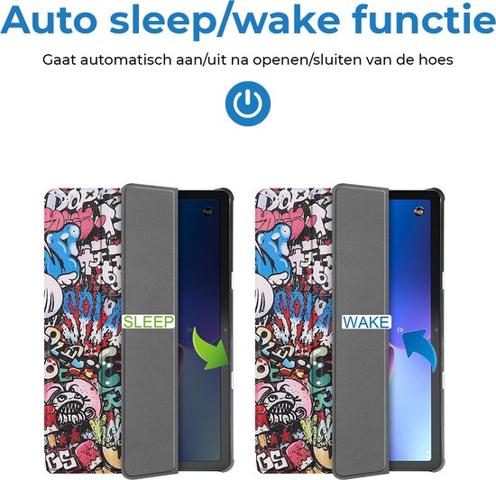 Housse de tablette adaptée pour Lenovo Tab M10 3e génération (TB-328F) Housse à trois volets avec fonction auto/réveil - 10,1 pouces - Graffiti