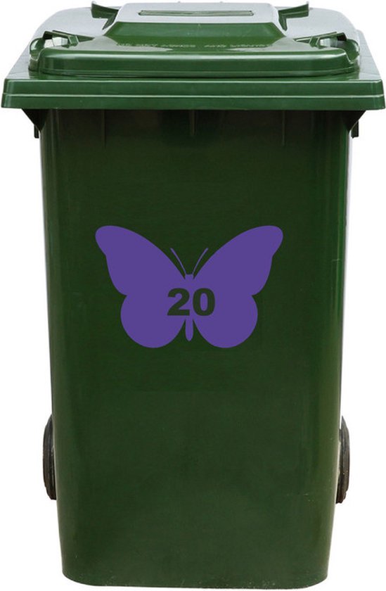 Autocollant Kliko / Autocollant poubelle - Papillon - Numéro 20 - 14x21 - Violet