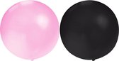 Bellatio Decorations 10x groot formaat ballonnen zwart en roze met diameter 60 cm