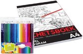 24-delige teken Grafix potloden set met A4 schetsboek 50 vellen - Cadeau voor verjaardagen
