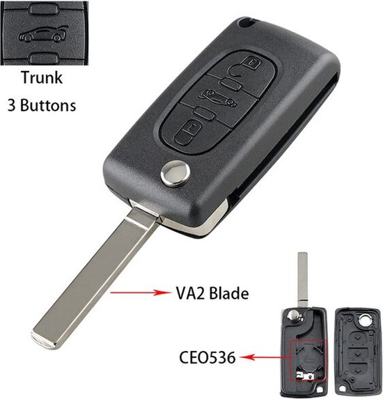 Etui clé de voiture Etui 3 boutons CEO536-HU83 avec batterie Sony