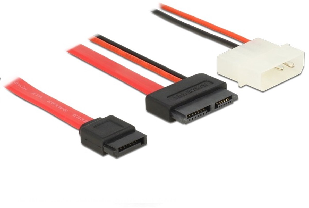 Slim SATA (v) - SATA data (v) + Molex voeding (m) kabel / SATA600 - 6 Gbit/s - 1 meter
