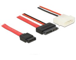 Slim SATA (v) - SATA data (v) + Molex voeding (m) kabel / SATA600 - 6 Gbit/s - 1 meter