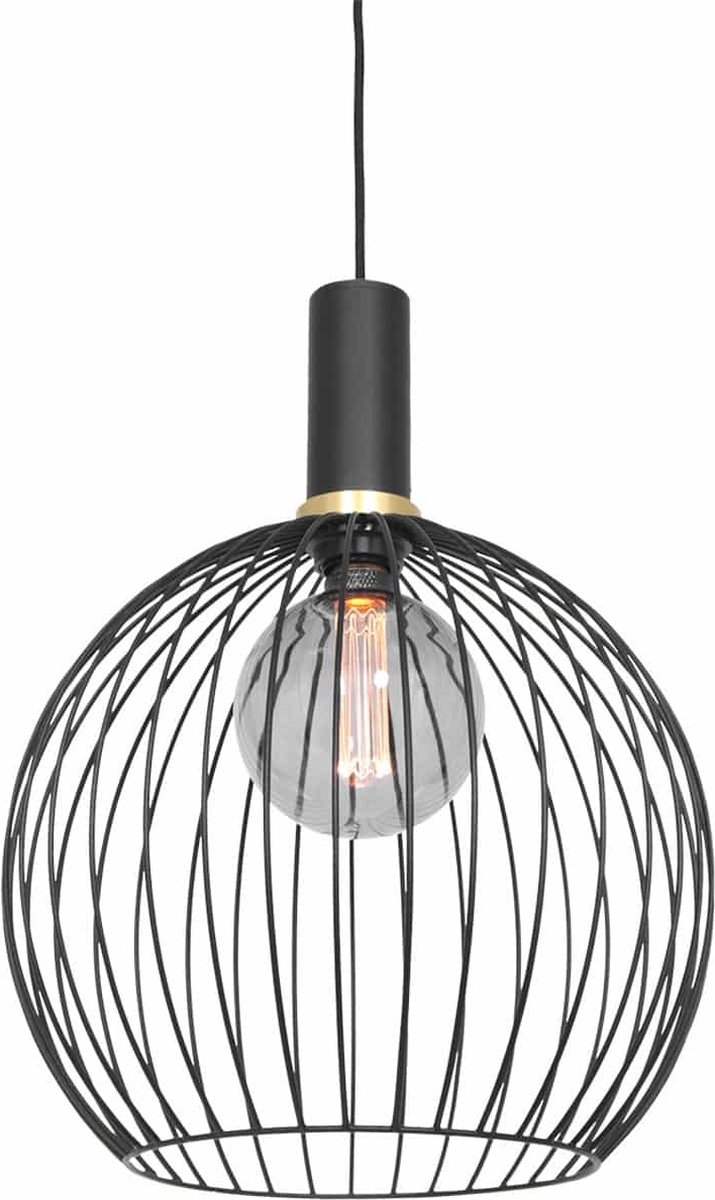 Open hanglamp Aureole | 1 lichts | zwart / goud | metaal | Ø 34 cm | in hoogte verstelbaar tot 160 cm | eetkamer / woonkamer lamp | modern / sfeervol design