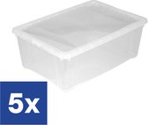 Opbergbox met deksel Transparant - 5 x 10 l