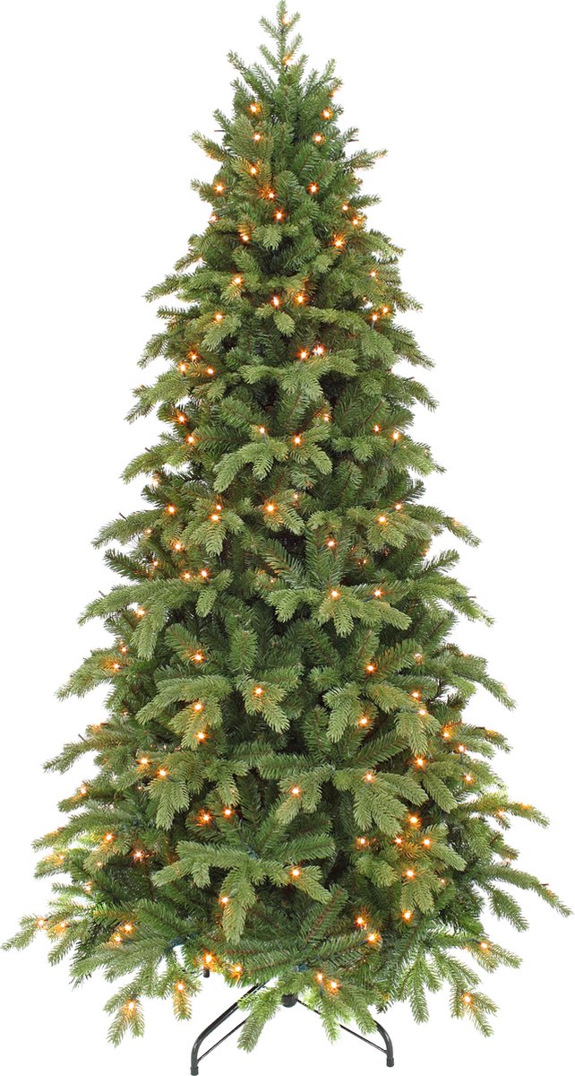 Triumph Tree Sherwood Kunstkerstboom Slim met LED Verlichting - H155 x Ø91 cm - Groen
