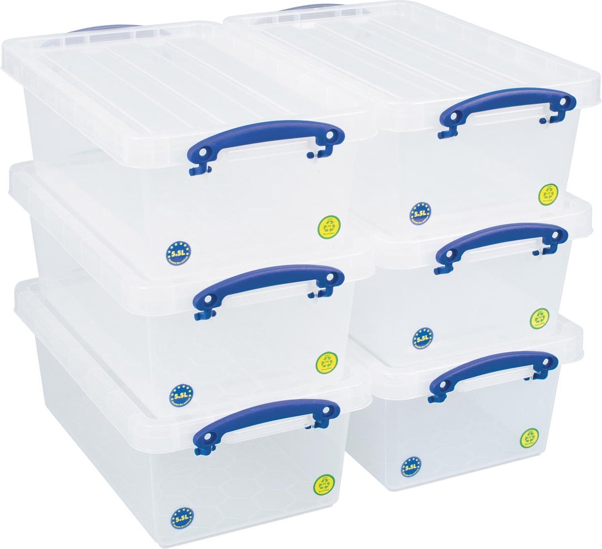 Really Useful Box opbergdoos 5,5 l, nestbaar, transparant 6 stuks