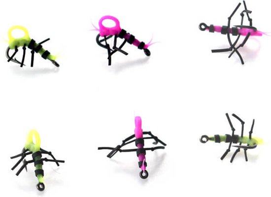 PB Products - Insectes Zig - 4 pièces - Jaune Fluo / Rose Fluo