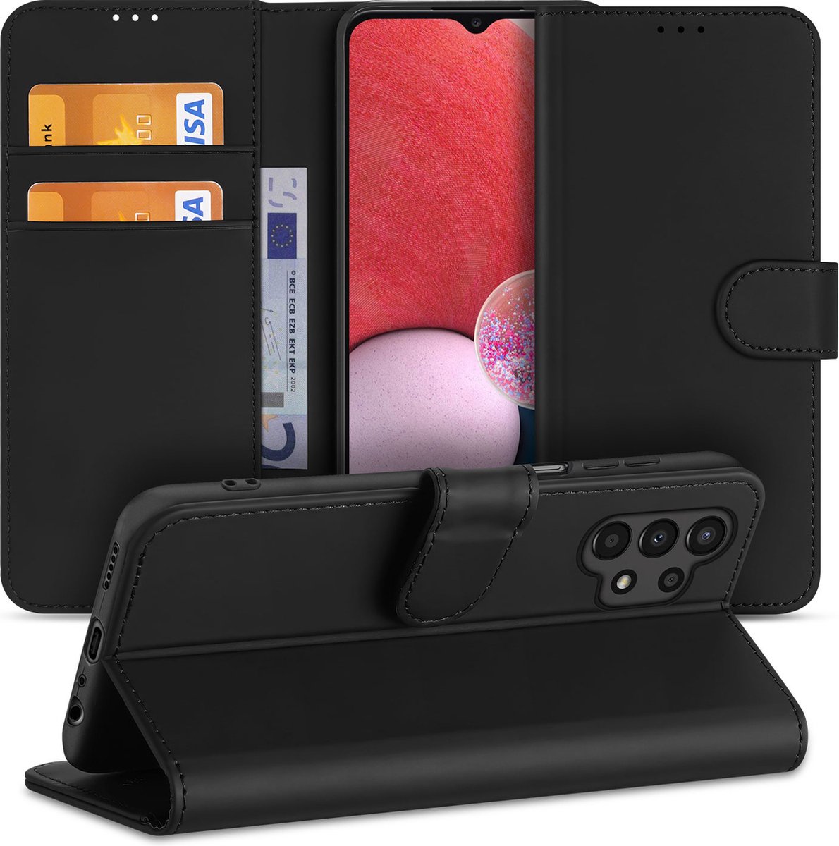 Samsung Galaxy A13 (4G) Bookcase Hoesje Zwart met Stand Case
