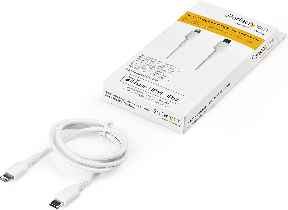 StarTech.com Câble USB-C vers Lightning certifié Apple MFi 1 m blanc