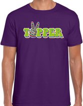 Toppers in concert - Jaren 60 Flower Power Topper verkleed shirt paars met psychedelische peace teken heren - Sixties/jaren 60 kleding XXL