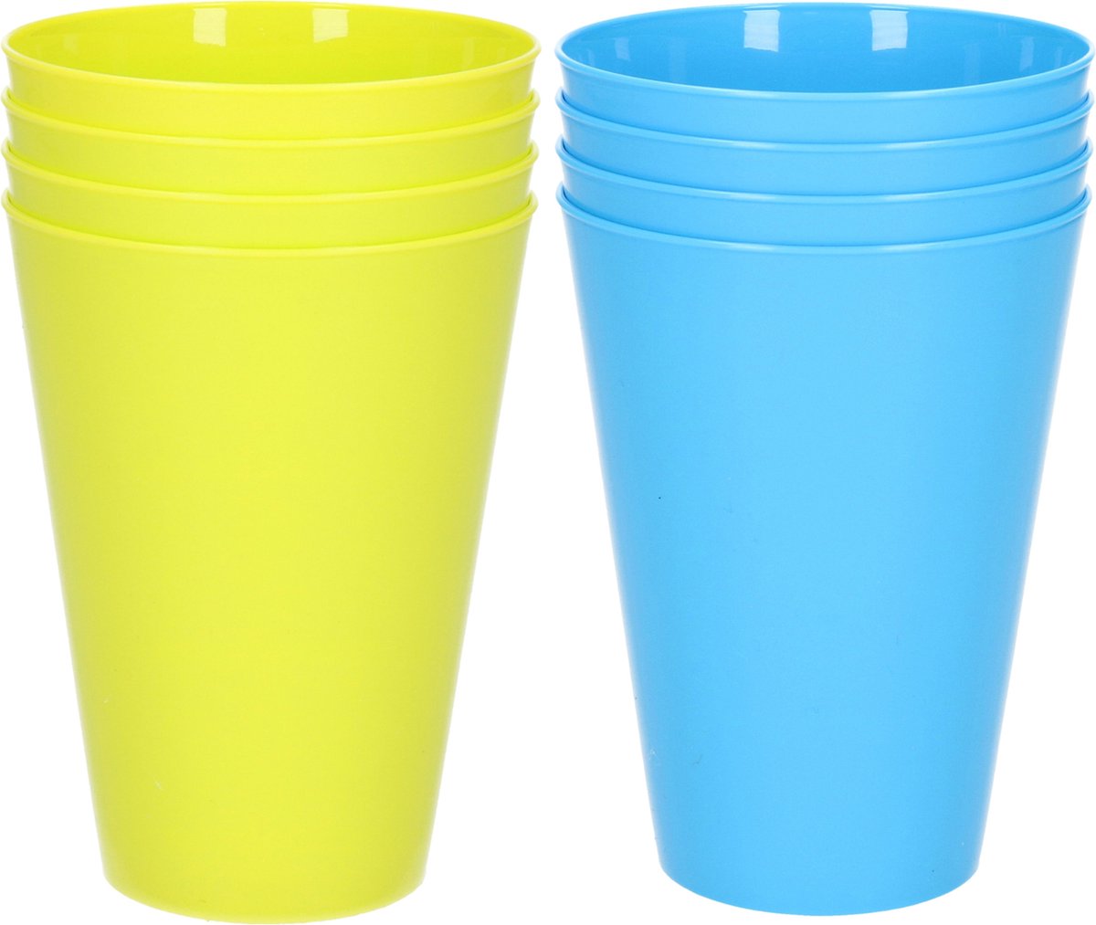 Goedkoopste 16x stuks onbreekbare kunststof drinkglazen 430 ML in het blauw en groen - Camping/verjaardag/peuters/kleuters