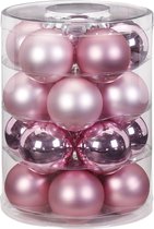 40x stuks glazen kerstballen elegant roze mix 6 cm glans en mat - Kerstboomversiering/kerstversiering