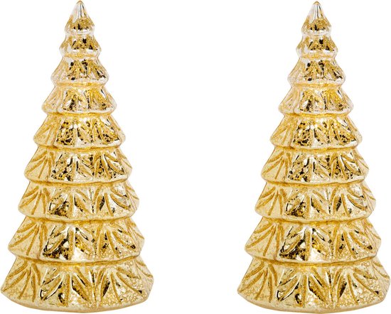 2x stuks led kaarsen kerstboom kaars goud D10 x H23 cm – Woondecoratie – Elektrische kaarsen – Kerstversiering