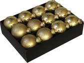 24x Luxe glazen gouden sneeuwvlokken/sterren kerstballen 7,5 cm - Gedecoreerde kerstballen