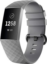 Siliconen Smartwatch bandje - Geschikt voor  Fitbit Charge 4 silicone band - grijs - Maat: S - Horlogeband / Polsband / Armband