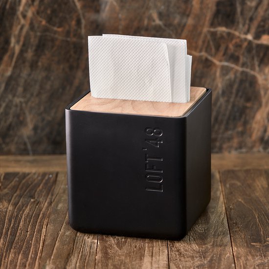 boîte à mouchoirs relaxdays noir - porte-mouchoirs carré - porte-mouchoirs  cube pour