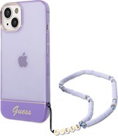 Guess Telefoonhoesje voor Apple iPhone 14 Plus – Paars Transparant, TPU-materiaal, Beschermt tegen Stoten en Krasvrij.