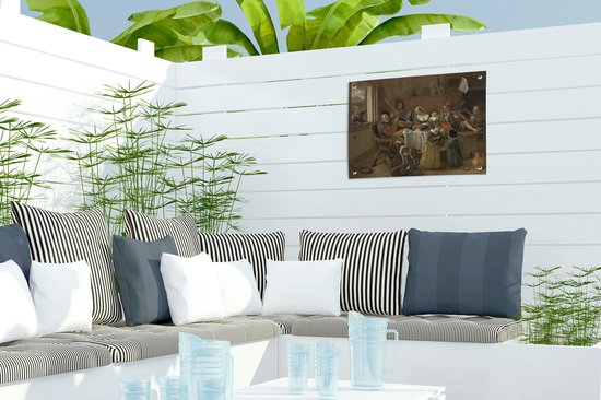 Tuin decoratie Het vrolijke huisgezin - Jan Steen - 40x30 cm - Tuindoek