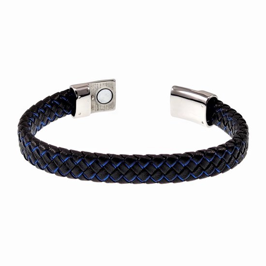 Bracelet cuir brut et acier inox - Feuille fine - Bijoux/Bijoux acier