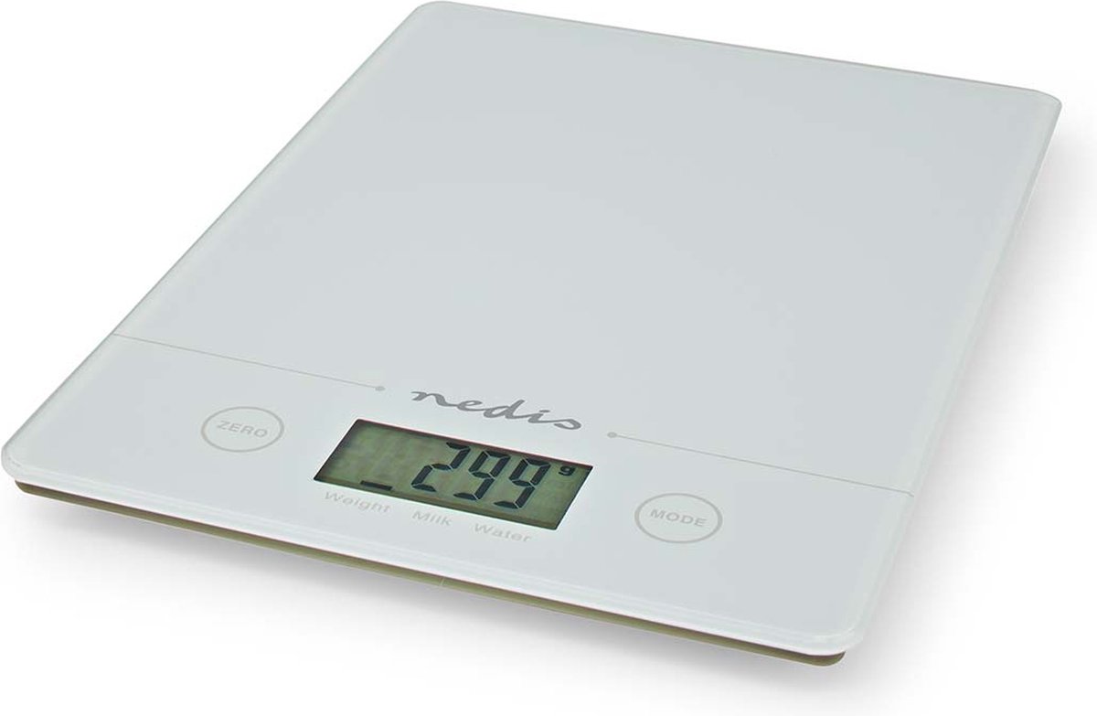 Nedis Keukenweegschaal - Digitaal - Glas / Kunststof - CR 2032 Batterij - Wit
